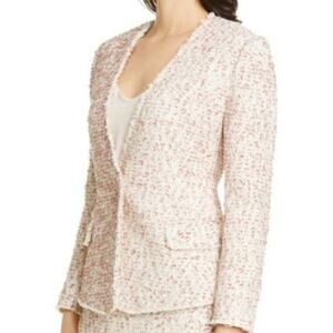 Tailored by Rebecca Taylor pink tweed blazer office jacket